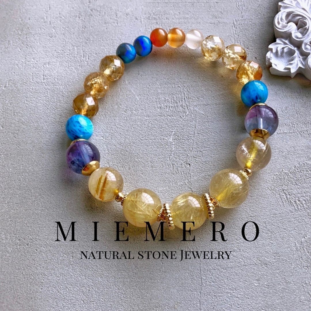 ゴールデンルチルクォーツ&バイカラーフローライト＆シトリンの