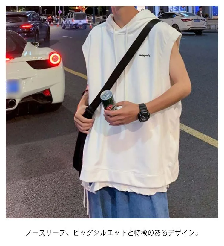 パーカー メンズ ノースリーブパーカー プルオーバー