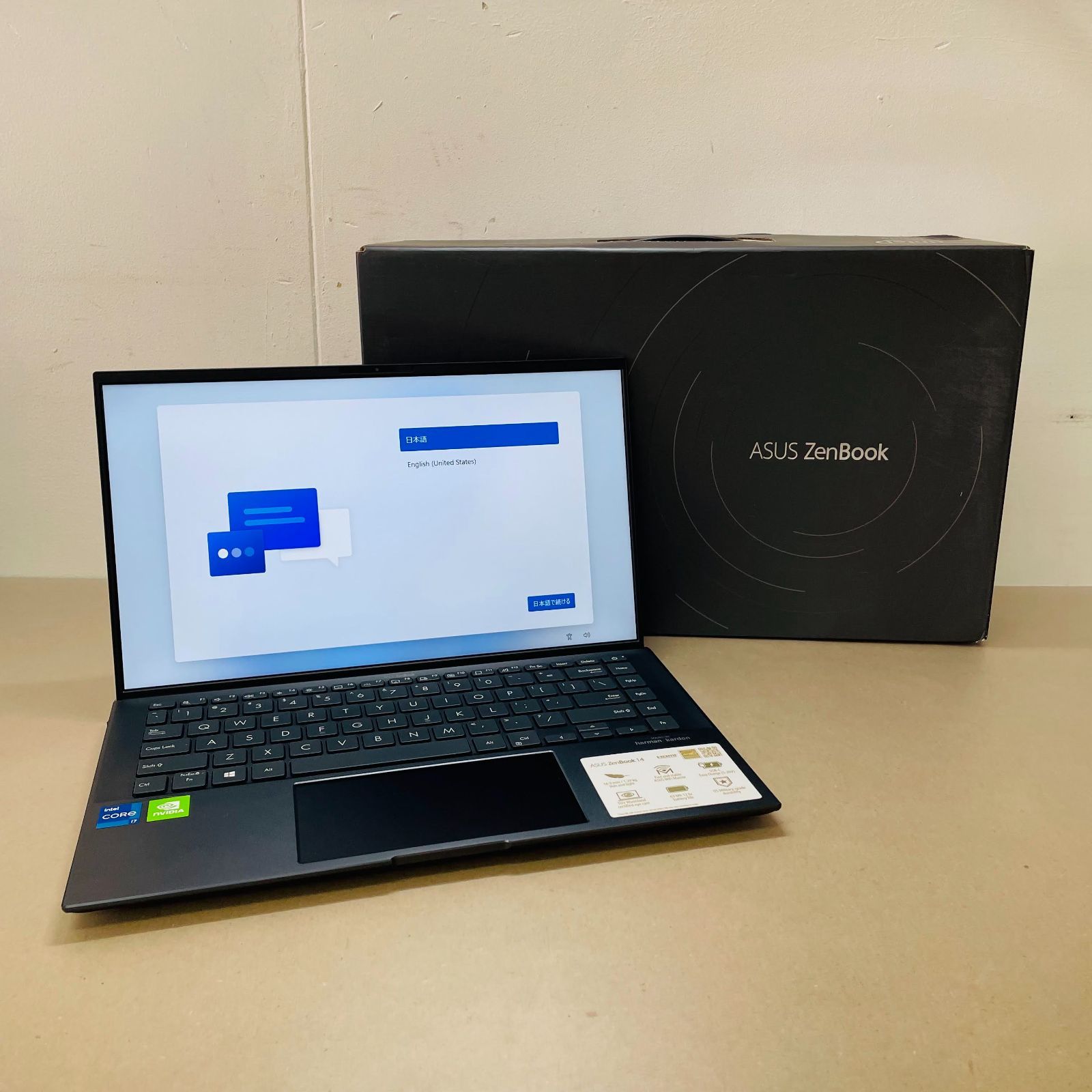 美品　ASUS ZenBook 14 UX435E　i7 1165G7 16GB  SSD512GB GeForce MX450 　箱、充電器、説明書付属　C2070　t80サイズ発送