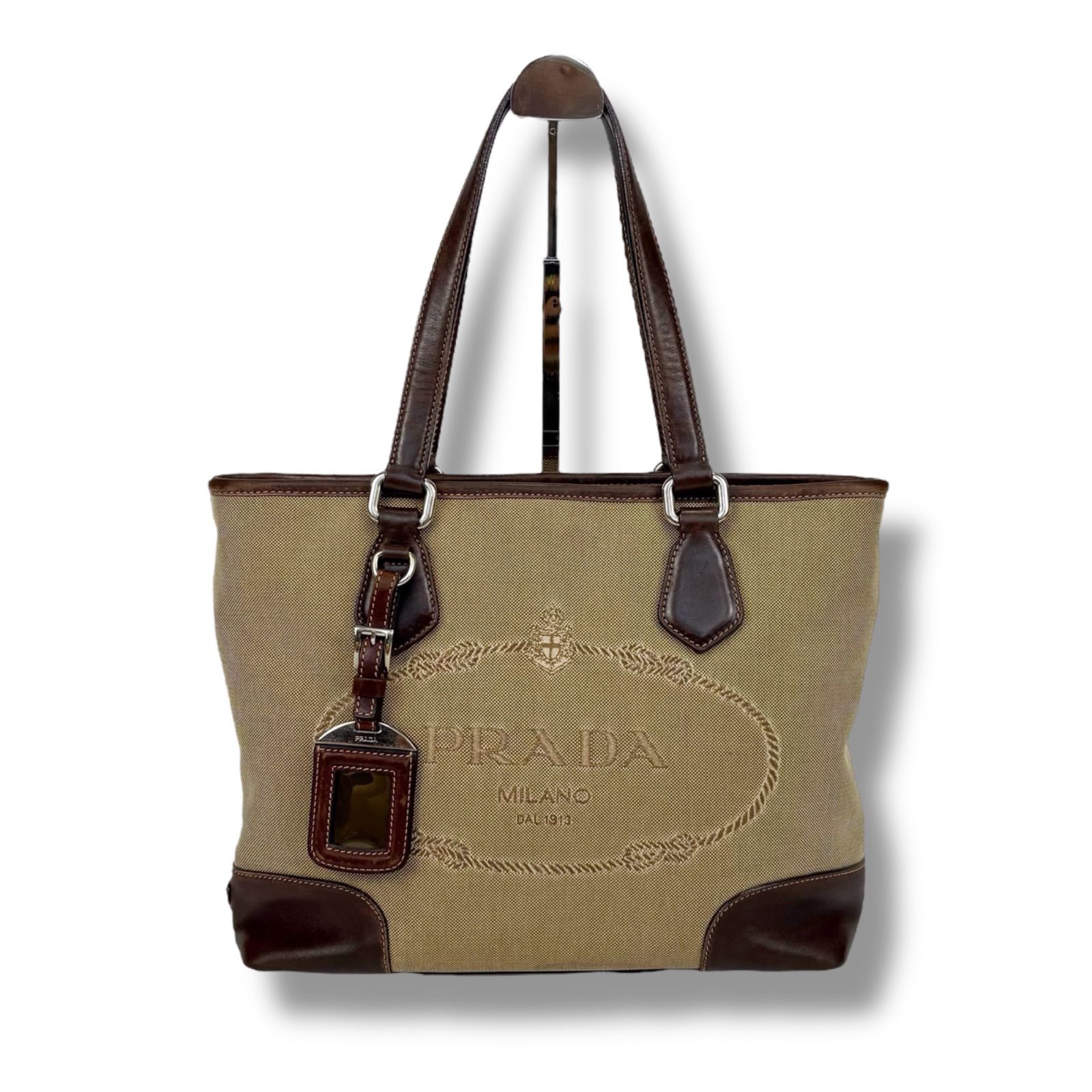 プラダ PRADA ミニトートバッグ BN0081 ジャガード キャンバス ロゴ