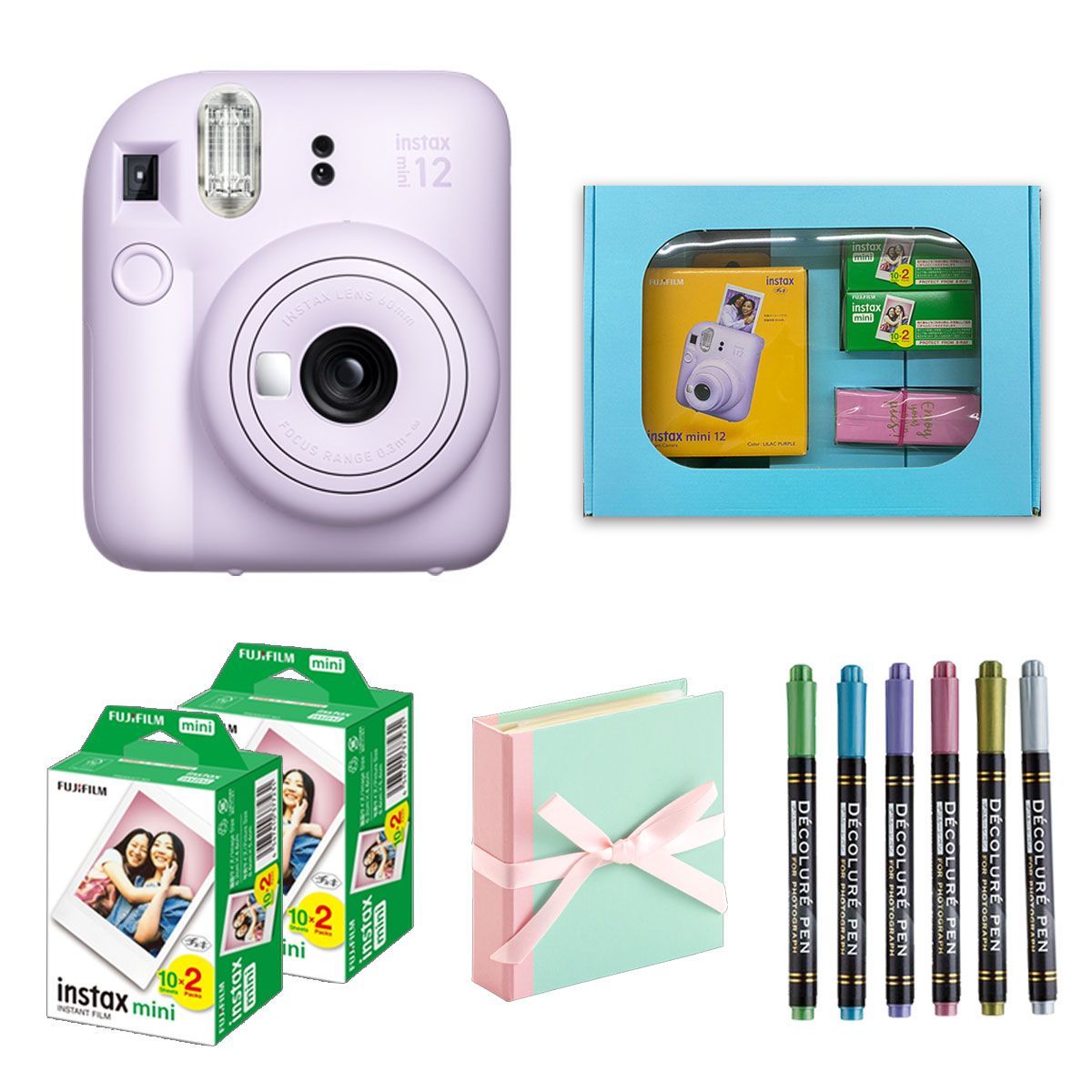 ギフト チェキA 富士フィルム チェキ インスタントカメラ instax mini12 ライラックパープル ギフトBOXセット