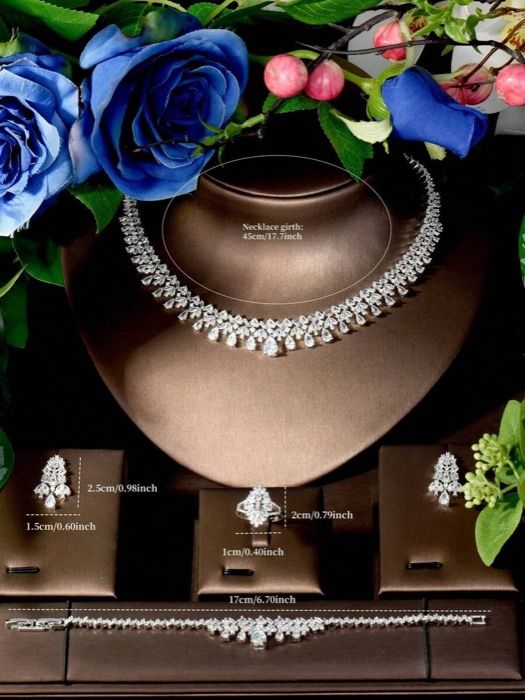 ジュエリー レディース セット 1セット ファッション キュービックジルコニア 幾何学柄 ウォータードロップ デコレーション ジュエリーセット 女性への婚約プレゼントに適しています