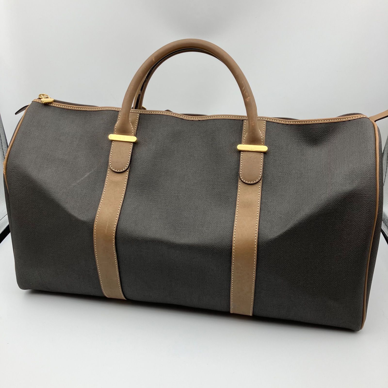 dunhill ダンヒル ボストンバッグ トラベルバッグ 旅行 メンズ チャコールグレー ブラウン PVC ヘリンボーン BAG カバン 鞄 SG126-13