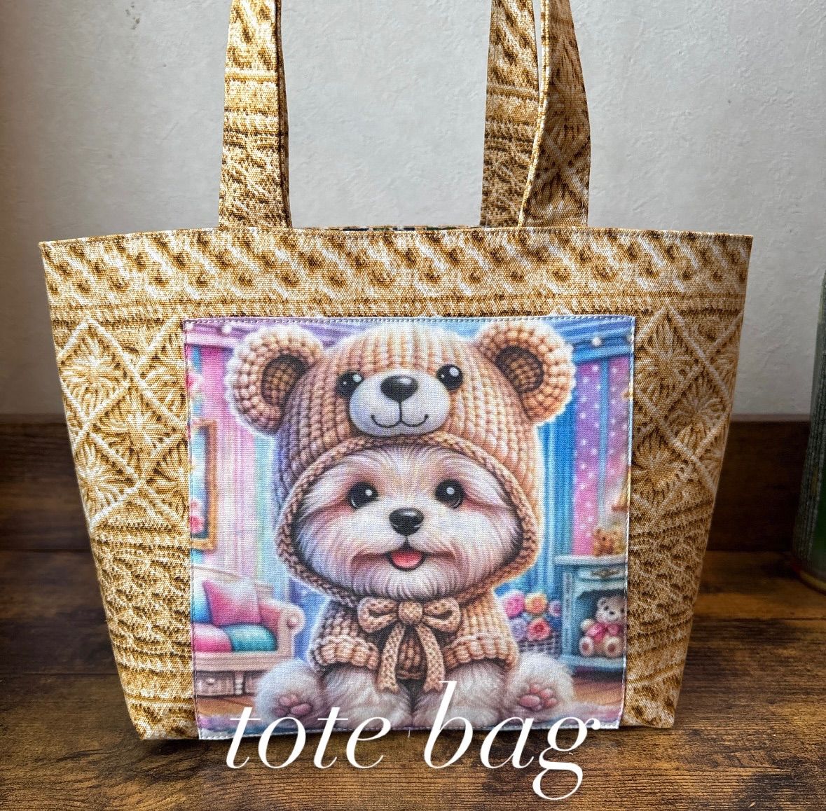 ハンドメイド　パネル　パネルトートバッグ　ポーチ　ワンちゃん ハンドメイド トートバッグ パネル ワンちゃん - メルカリ