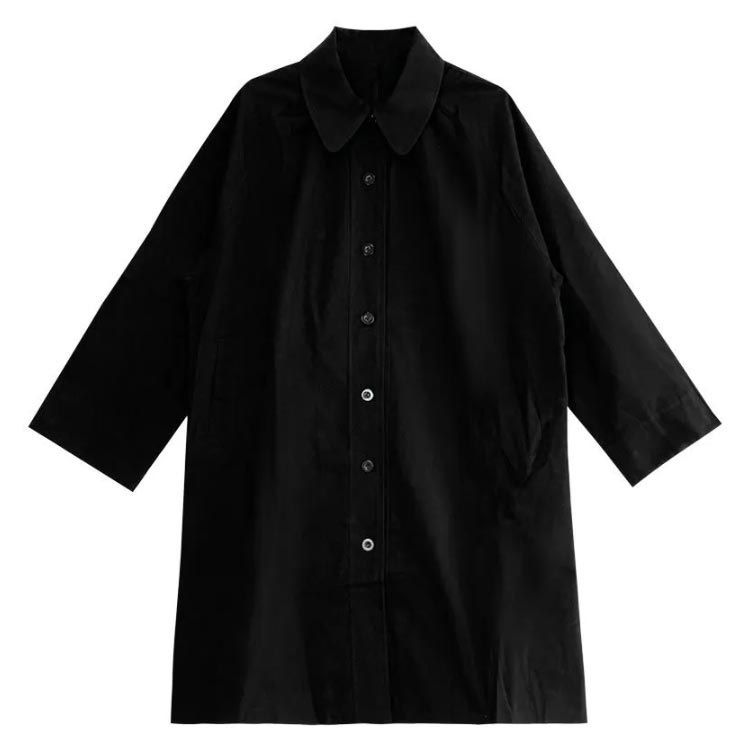 マキシ丈　ロングダッフルコート　ヘリンボーン　38 黒　イングランド製　高級美品 マキシ丈ロングダッフルコートヘリンボーン38 黒イングランド製