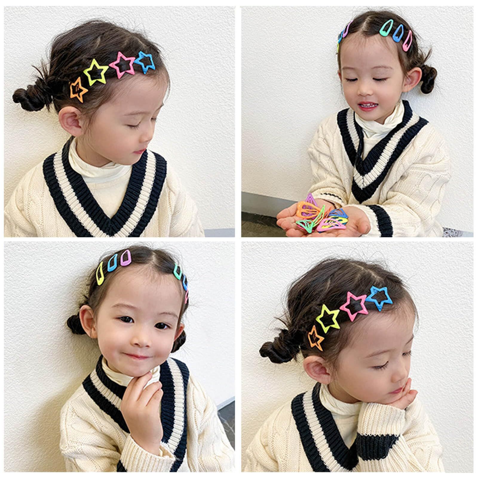 在庫わずか」24個セット 6色 カラフル 星 ヘアクリップ ハート