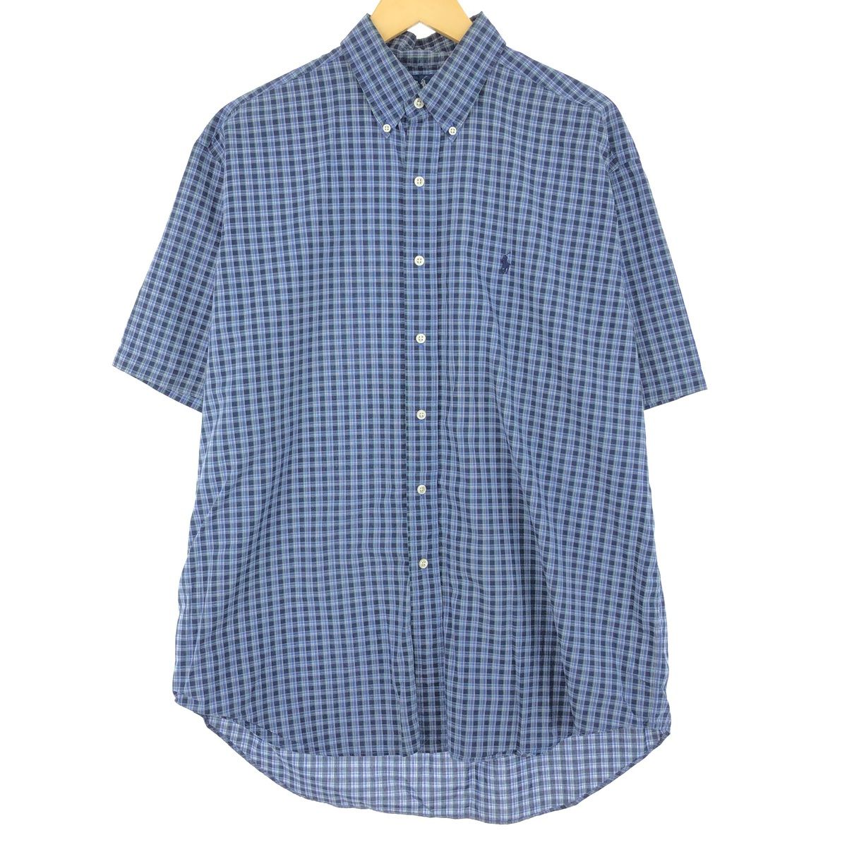 古着 ラルフローレン Ralph Lauren BLAKE 半袖 ボタンダウン チェックシャツ メンズL/eaa444745