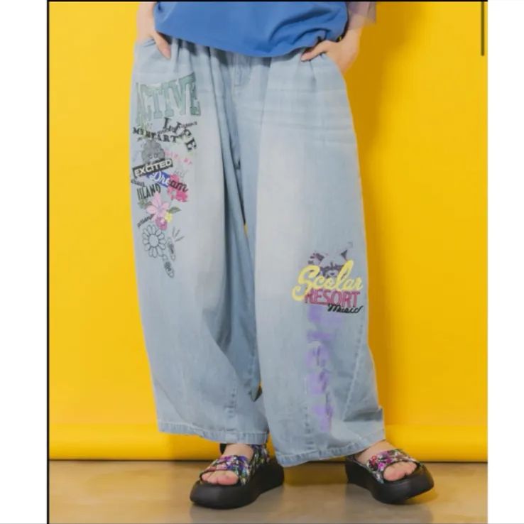 Scolar ツイルorデニム ス プリントパンツ
