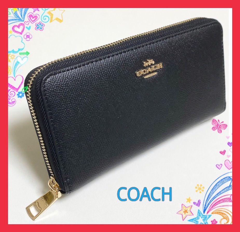 COACH 長財布 ラウンドファスナー F52372 ブラック - メルカリ