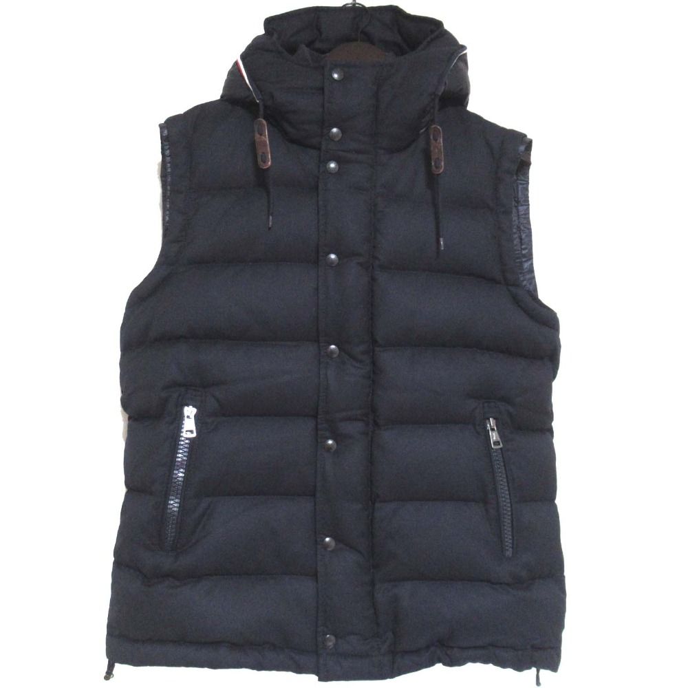 MONCLER モンクレール HEM ヘム フーディー ウール ダウンベスト 3サイズ ダークネイビー メンズ 古着