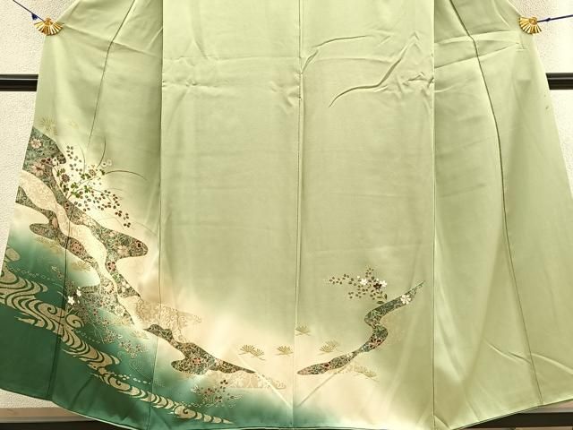 平和屋着物▽訪問着 単衣 鳳凰秋草文 暈し染め 金彩 さが美