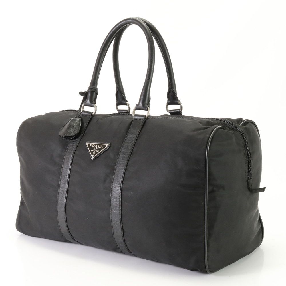 1円 美品 プラダ テスート ナイロン 三角ロゴ レザー ボストン バッグ