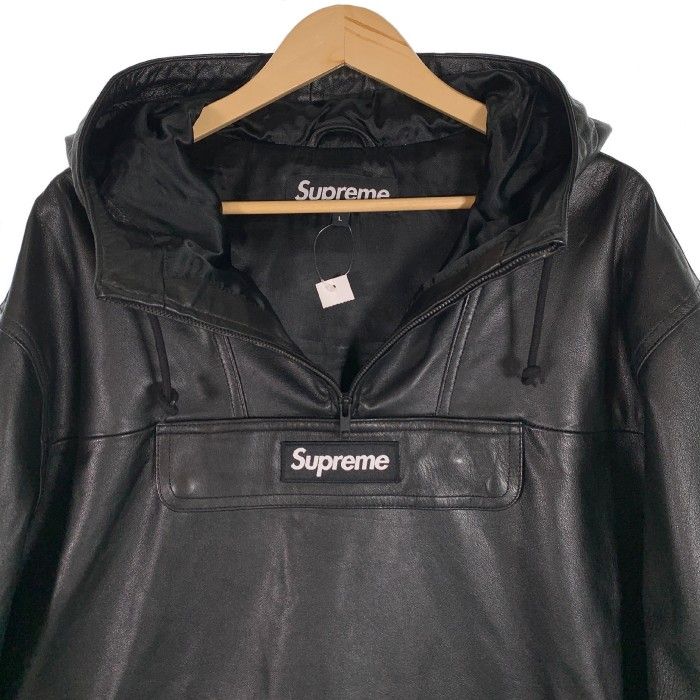 SUPREME シュプリーム 18AW Leather Anorak Jacket レザーアノラック ジャケット 羊革 ブラック Size L