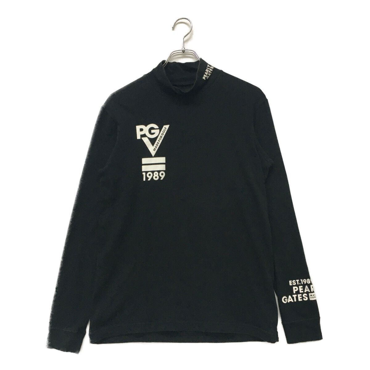 中古 メンズ パーリーゲイツ PEARLY GATES 長袖シャツ 4(M) 黒 ブラック モックネック ハイネック インナー