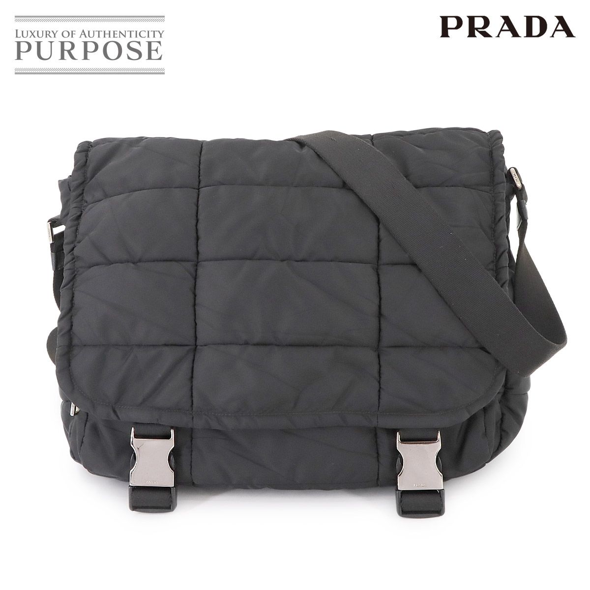 PRADA ブラック キルティング ショルダーバッグ PRADA(プラダ) / キルティングチェーンショルダーバッグ/三角