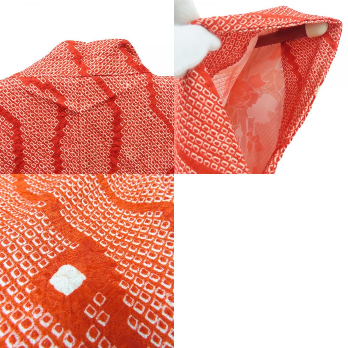 【中古】 羽織 羽織紐つき 総絞り 正絹(金銀糸除く) ポリエステル 赤 和装 呉服 和服 きもの レディース 女性 中古】 羽織 羽織紐つき 総絞り 正絹(金銀糸除く) ポリエステル 赤