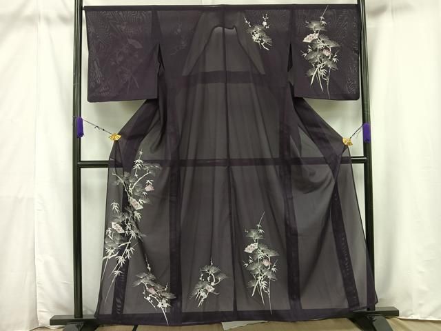 平和屋着物○訪問着 友禅 草花文 たたき染め 金彩 正絹 逸品 AAAX0628zg