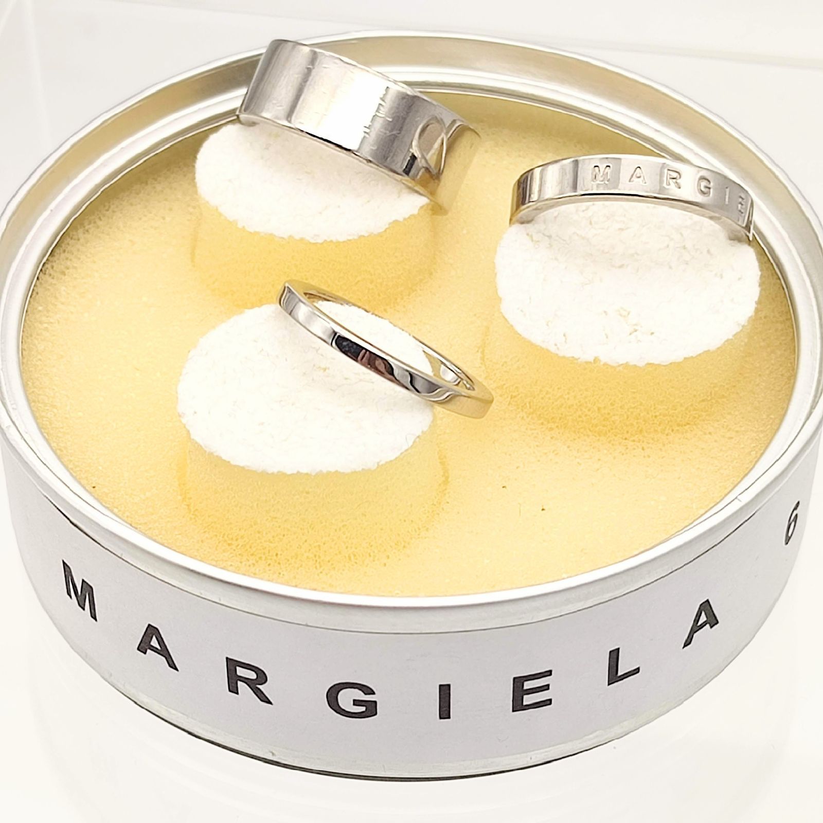 美品】MM6 MAISON MARGIELA 3連シルバーリング ロゴデザイン 14号 