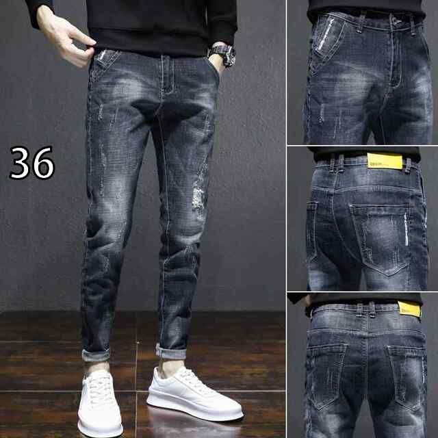 [36]メンズ ファッション 服 オシャレ シンプル 大人 かっこいい 大きいサイズ ストリート 紳士服 春 リップド ジーンズ スリムフィット 裾 秋 韓国スタイル カジュアル ロング パンツ