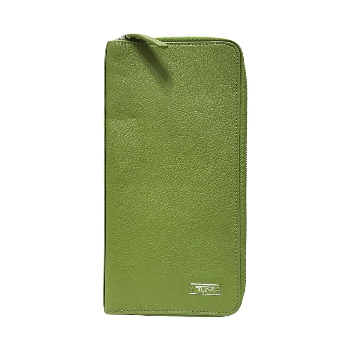 TUMI トゥミ 財布 - ライトグリーン トラベルウォレット|ラウンドファスナー レザー