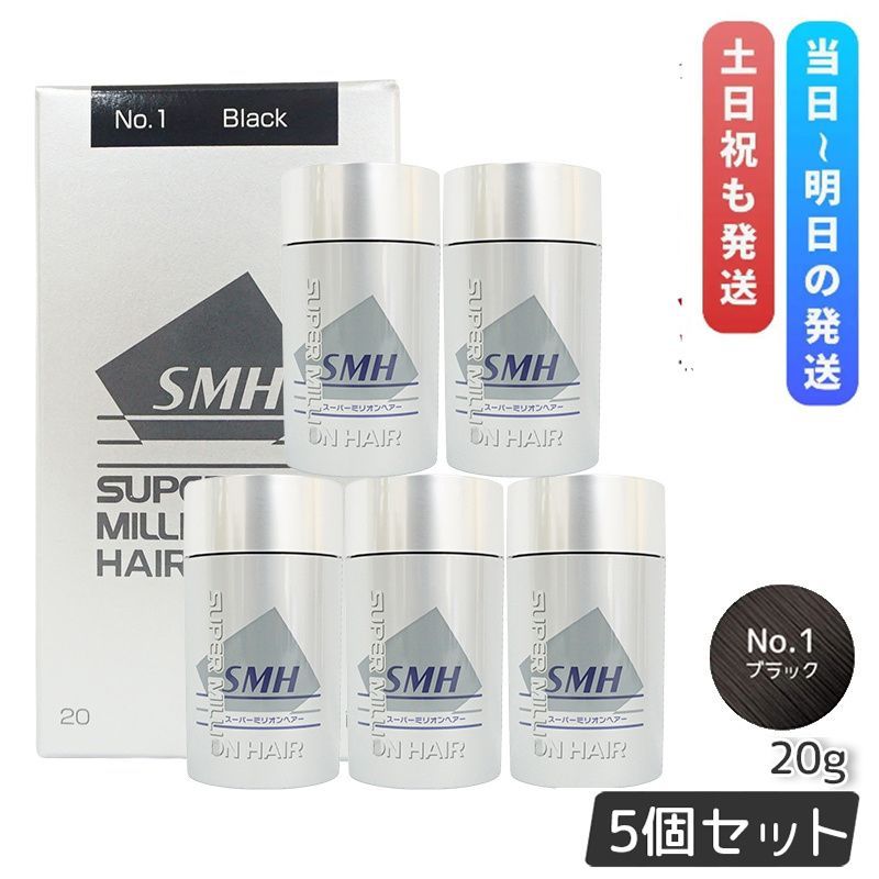 ルアン スーパーミリオンヘアー 20g No.1 ブラック 5個セット 髪 頭 薄毛隠し 分け目 つむじ ボリューム 男性 女性 白髪かくし