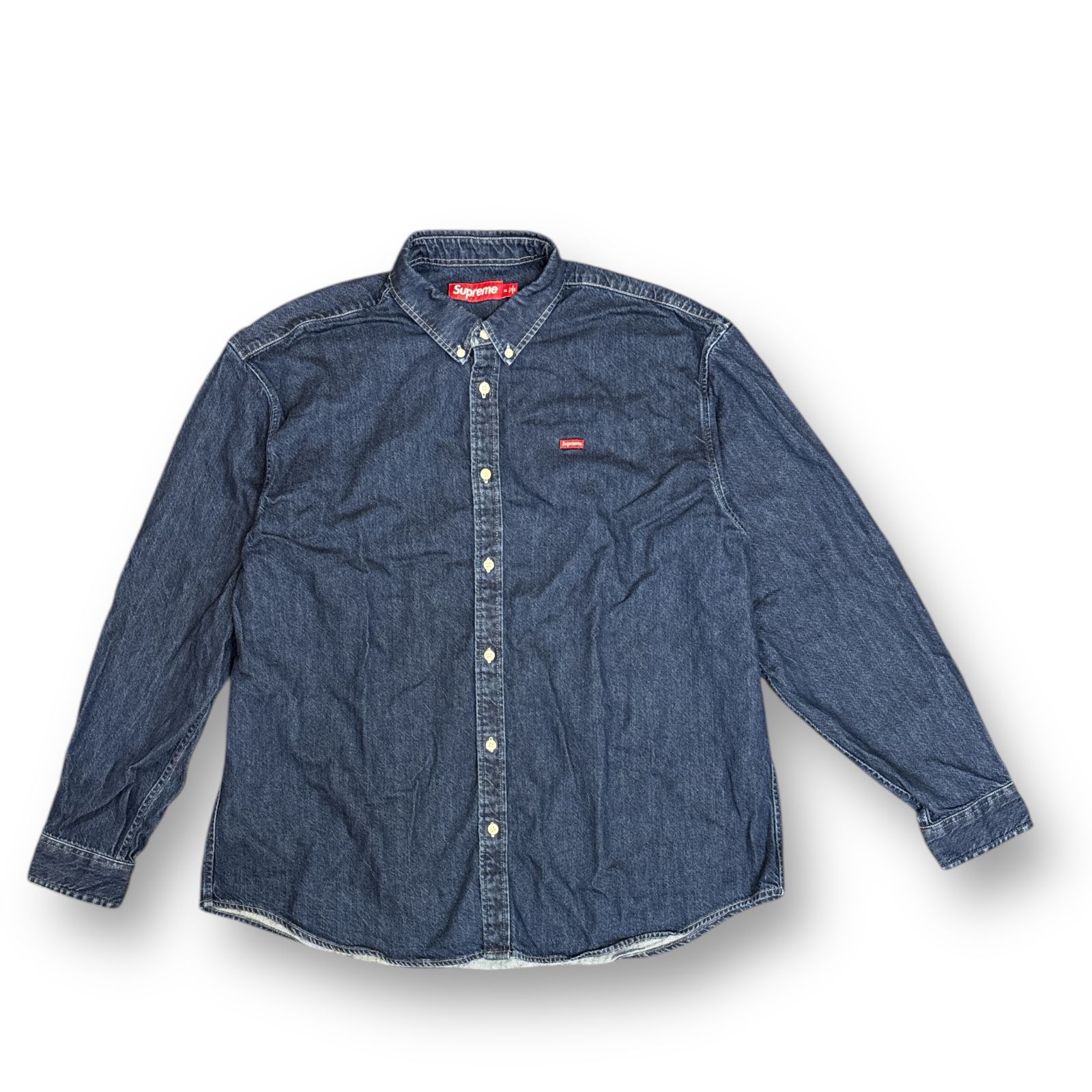 Supreme デニムシャツ Mサイズ　スモールボックスロゴ 国内正規 美品 Supreme 24AW Small Box Shirt Rinsed Denim スモール