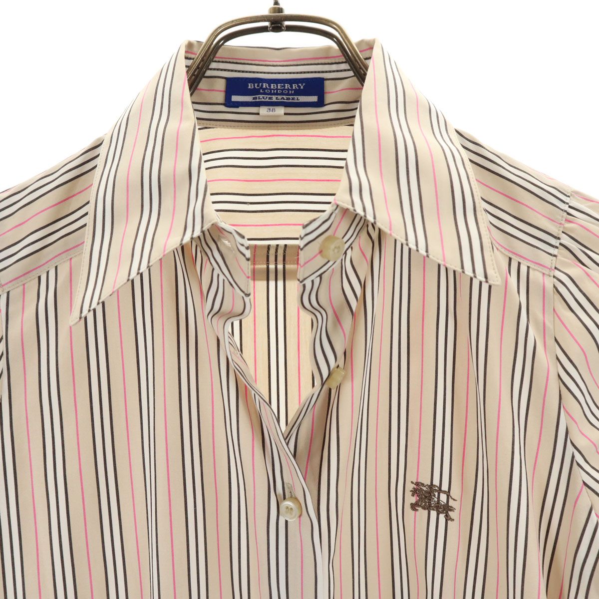 バーバリーブルーレーベル 長袖シャツ コットン 日本製 トップス レディース 38サイズ ベージュ系 BURBERRY BLUE LABEL BURBERRY BLUE LABEL - バーバリー ブルーレーベル 7分袖 シャツ