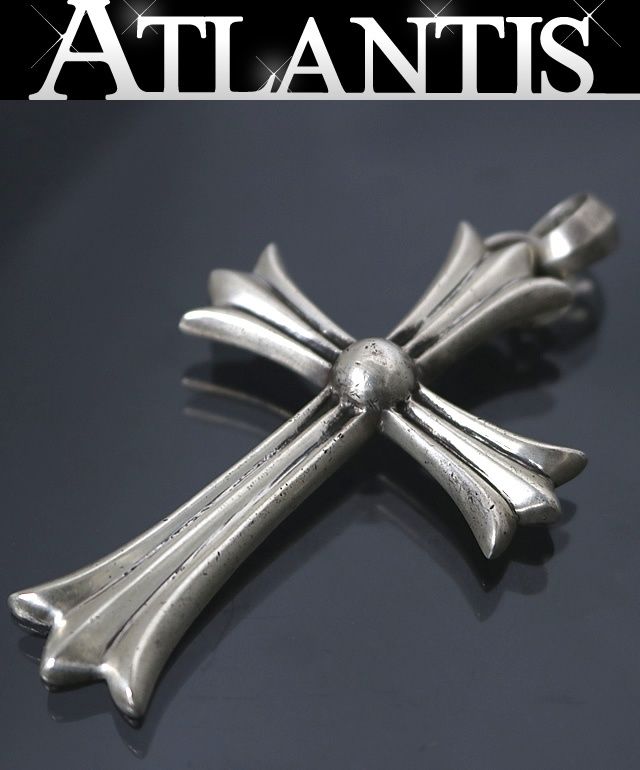 CHROME HEARTS 銀座店 クロムハーツ ラージクロス ウィズベイル ネックレス トップ メンズ シルバー SV925 100607