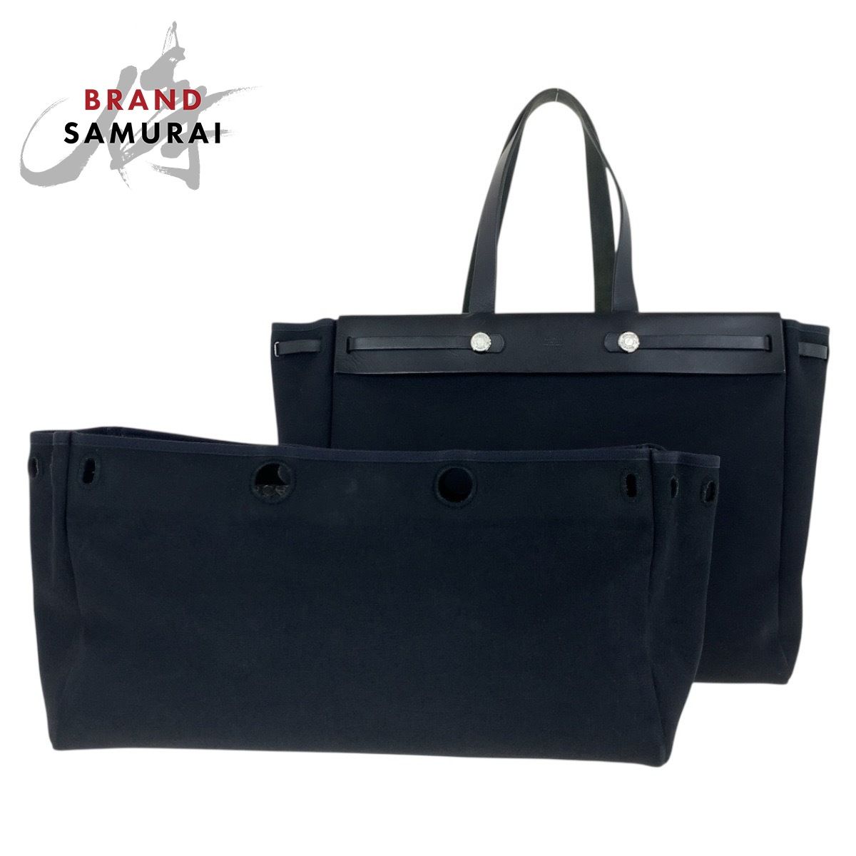 HERMES エルメス エールバッグ用 替えバッグ シルバー金具 ブラック