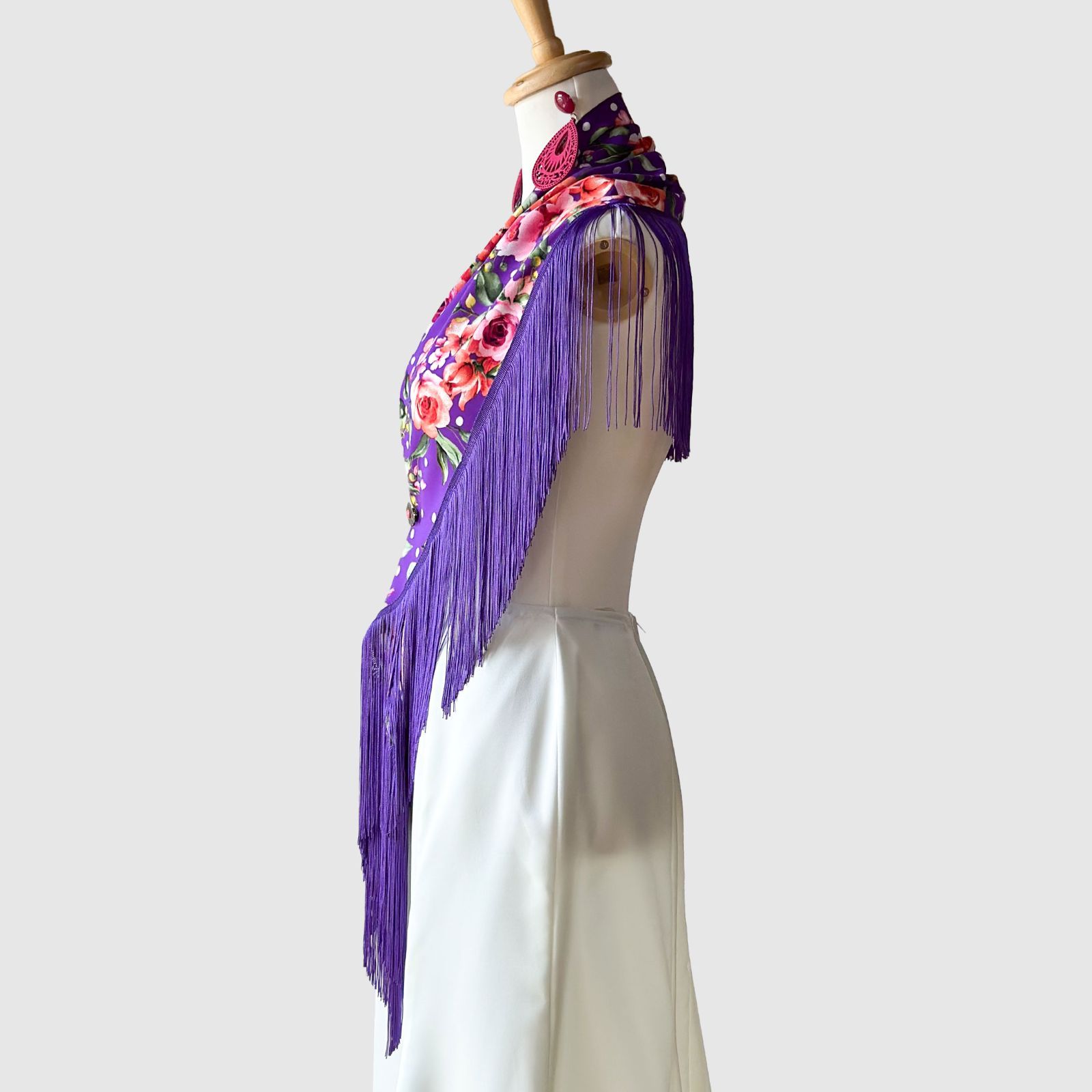 大花柄フレコピキージョ 紫 スペイン製生地使用 cr-183 フラメンコ ダンス ベリーダンス 舞台衣装小物 ピキージョ シージョ ヒップスカート