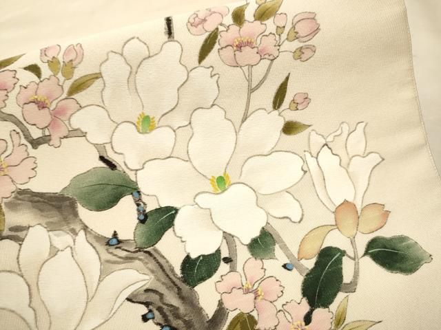 平和屋着物○爪掻き本綴れ 八寸名古屋帯 雪輪草花文 金糸