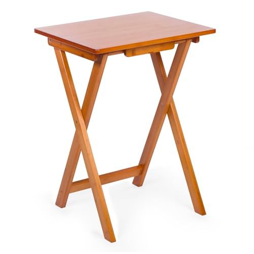 組立不要 天然竹 幅49×奥行き40×高さ67cm ベッドサイドテーブル 折りたたみサイドテーブル ブラウン VaLaVie