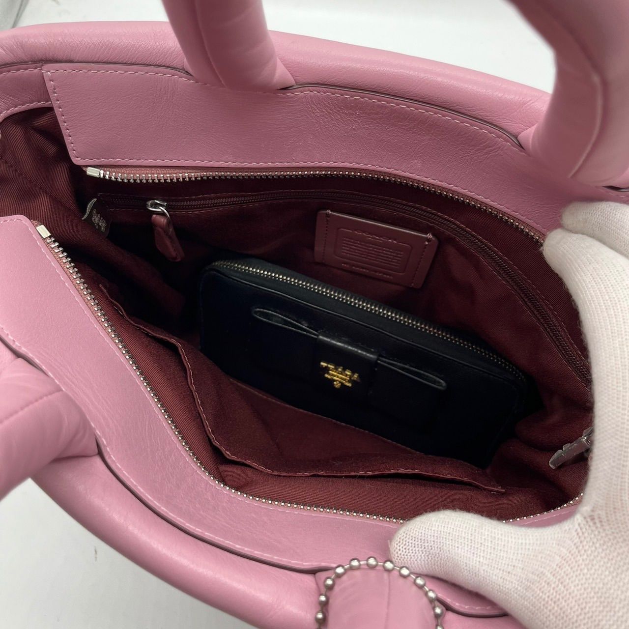 希少色<!-利用不可文字-!>COACH ピロー トートバッグ ナッパレザー 