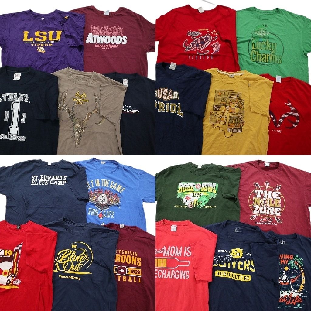 古着卸 mix プリント 半袖Tシャツ 20枚セット メンズ XL チームロゴ 英文字プリント リアルツリー 古着 NA0206