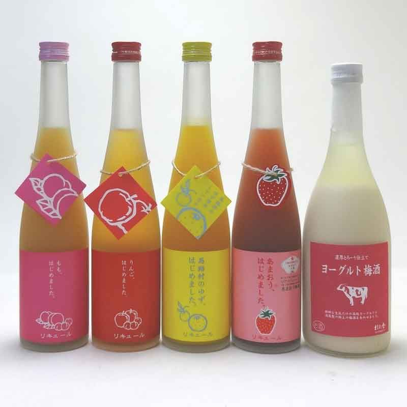 福岡県リキュール5本セット もも梅酒 りんご梅酒 ゆず梅酒 あまおう梅酒 ヨーグルト梅酒 福岡県 500ml×4本 720ml×1本