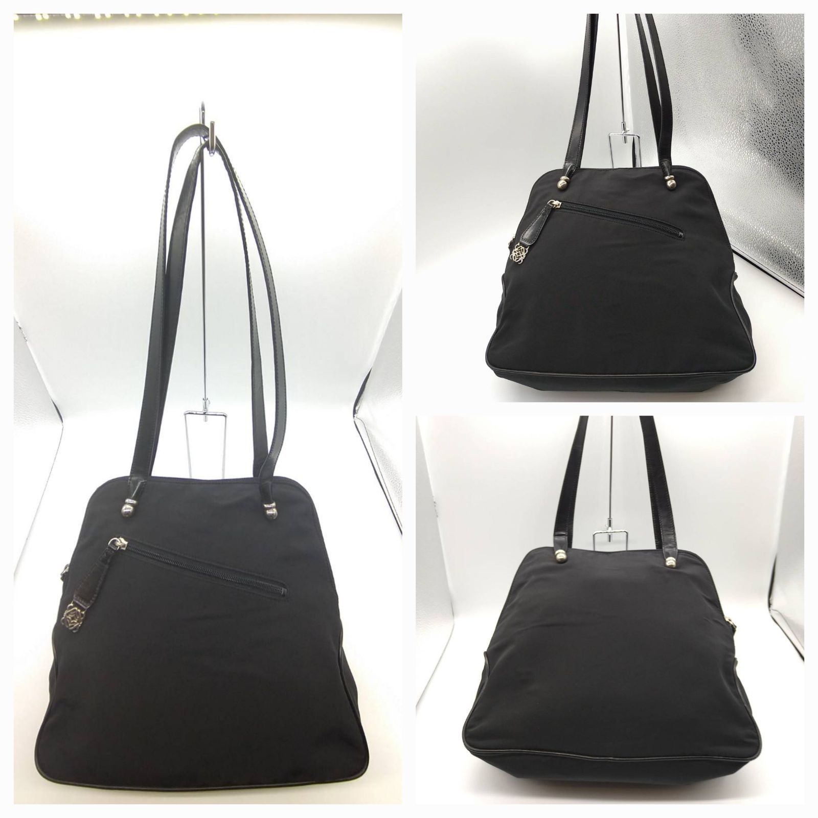 極美品 LOEWE ロエベ ショルダーバッグ 黒 シルバー金具 極美品✨ロエベ ショルダーバッグ レザー ブラック 黒 ヴィンテージ