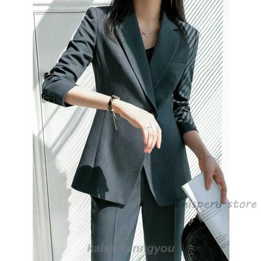 セットアップ パンツスーツ スーツ ジャケット テーラード 卒園式 レディース 春 秋 ロングパンツ 長袖 フォーマル 通勤 上品 20代 30代 40 MAAHADDERANG_COM