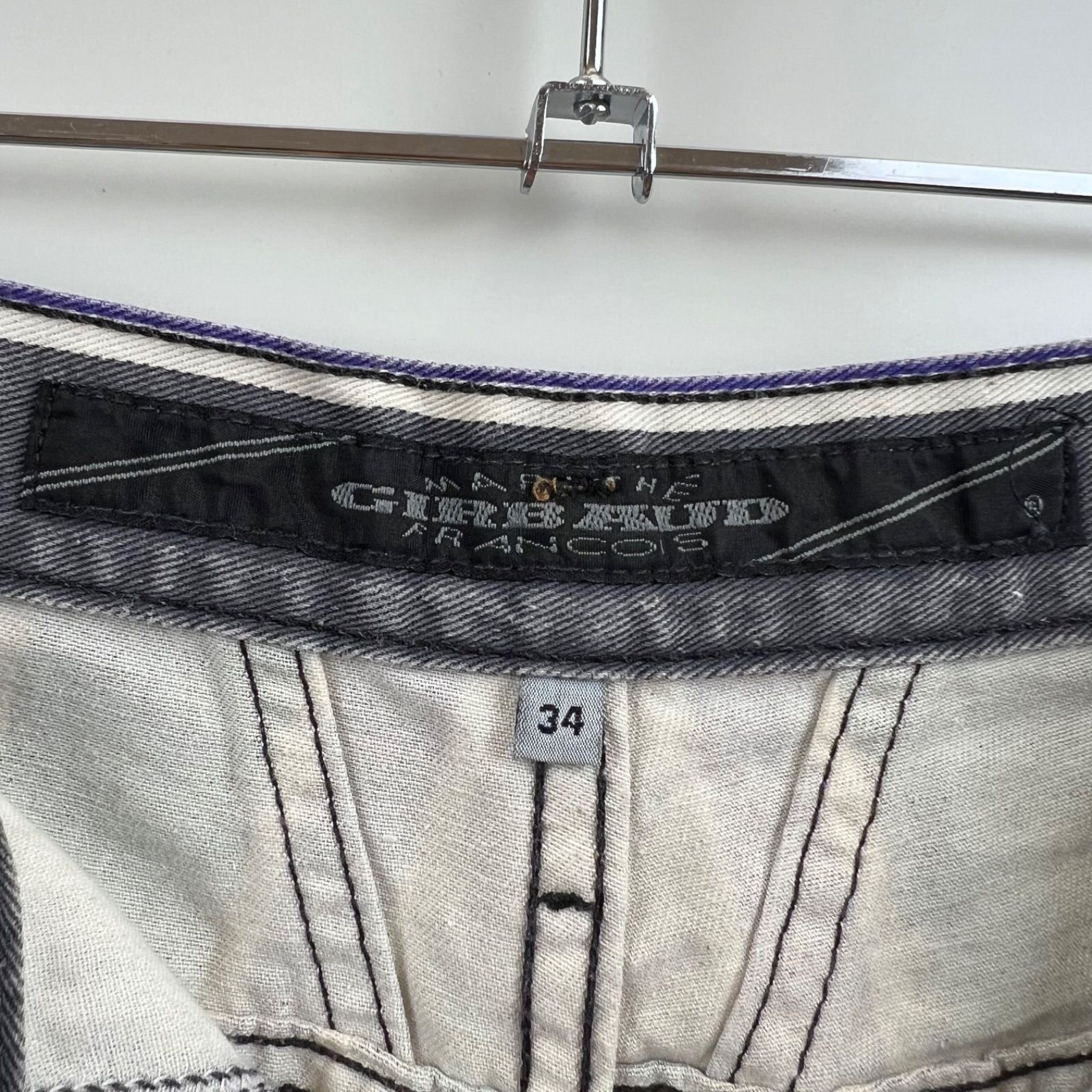MARITHE FRANCOIS GIRBAUD 90s USA stone washed stripes half pants 