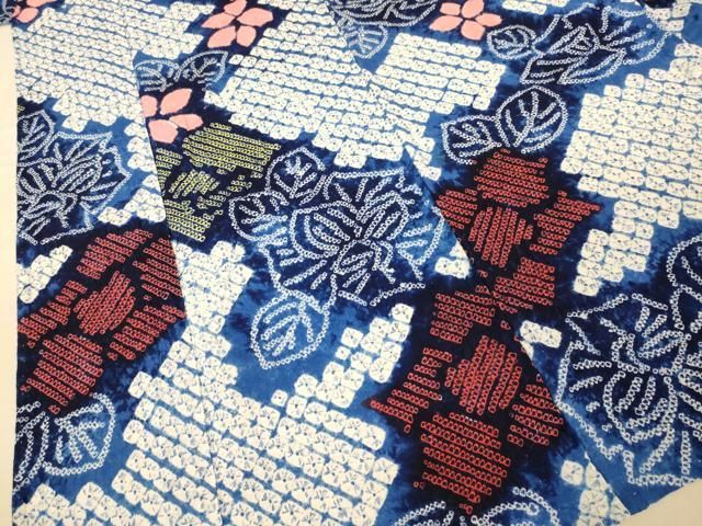 平和屋本店□極上 夏物 浴衣 有松鳴海絞り 草花文 綿 逸品 DZAA20219kh5