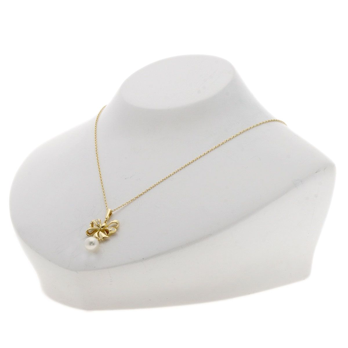 MIKIMOTO ミキモト パール 真珠 ダイヤモンド ネックレス K18YG 
