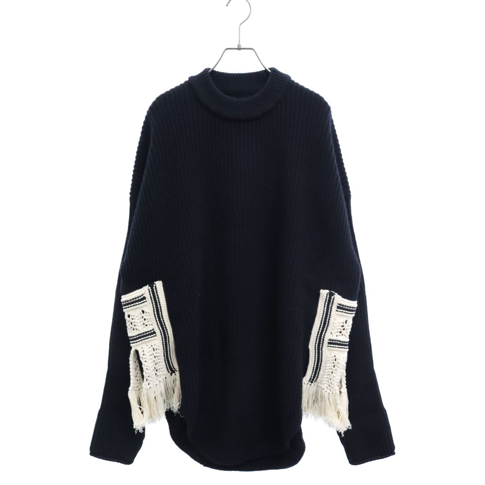 JIL SANDER ブラック ニットセーター 46 フリンジ付き