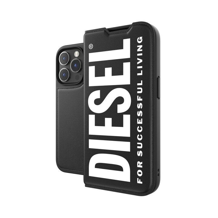 新品 DIESEL 手帳型 ケース iPhone14 BK/WH (ディーゼル)