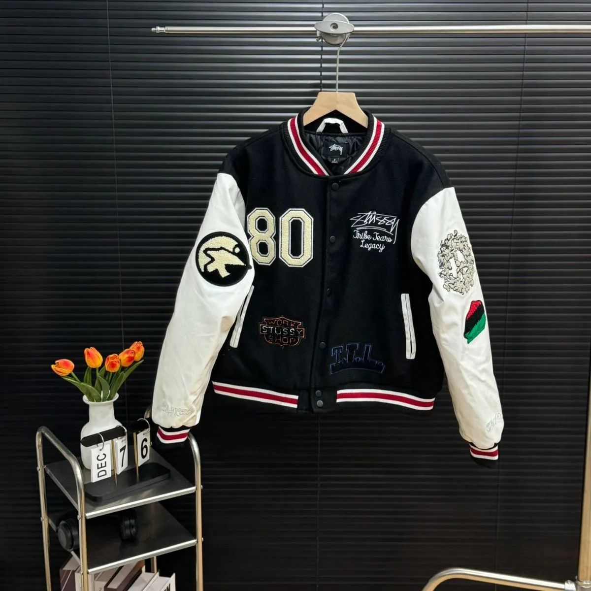 STUSSY スタジャン コラボ OUR LEGACY 刺繍 STUSSY スタジャン コラボ OUR LEGACY 刺繍
