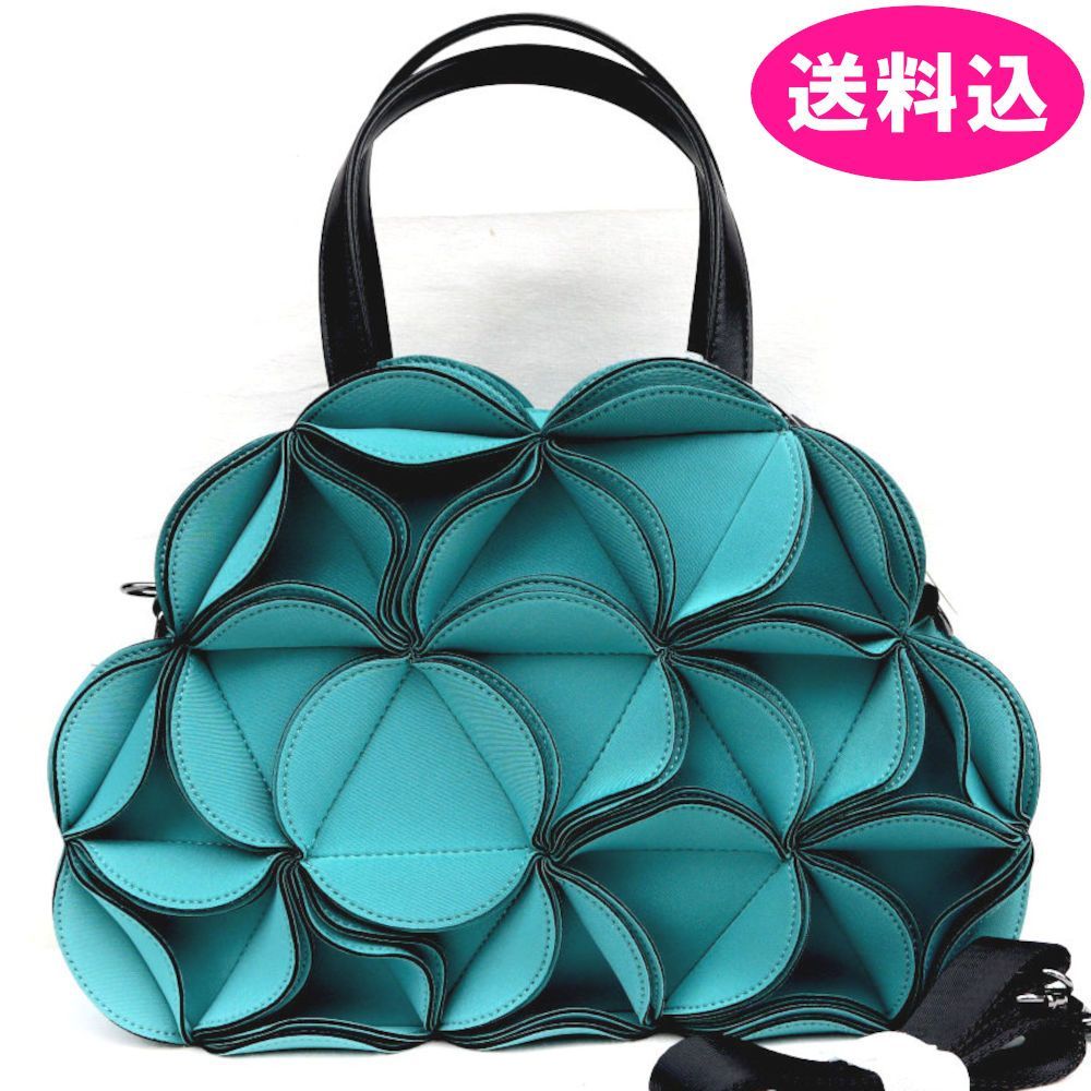 ネオプレン3Dフラワー 2WAY ミニ ボストンバッグ 軽量 JE-343A-GR エメラルドグリーン