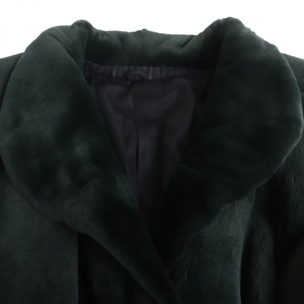 極美品▽MINK シェアードミンク 裏地ロゴ柄 本毛皮ロングコート ダーク