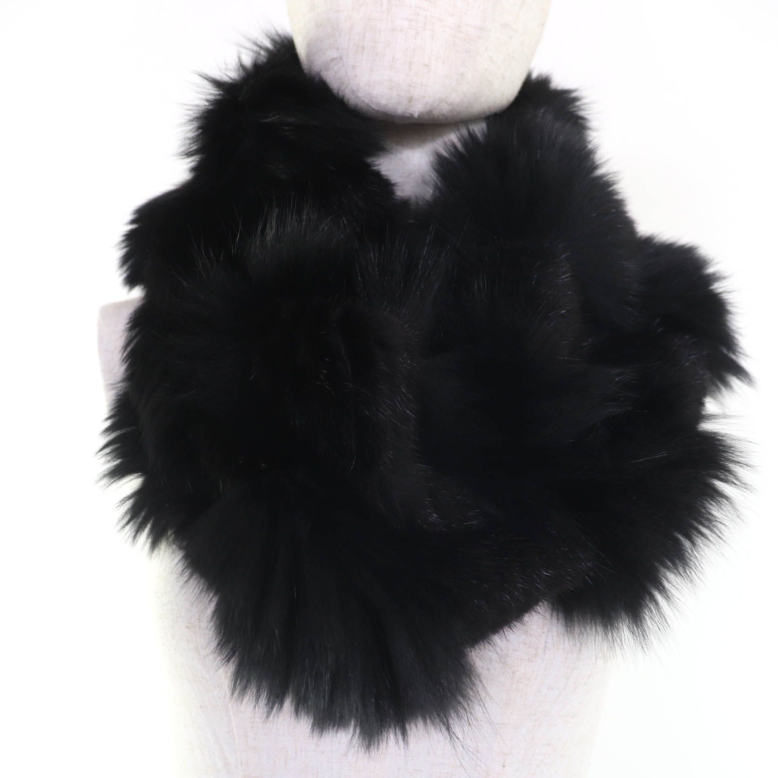 LOEWE ロエベ フォックスファー FOX ミンクファー MINK カシミヤ混 ニット スヌード ブラック 正規品 レディース