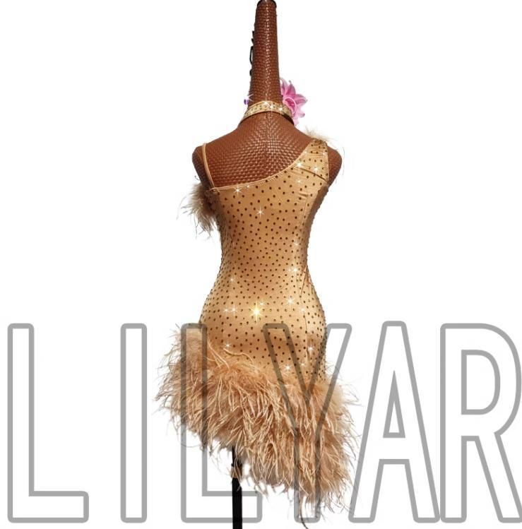 社交ダンス衣装 ラテンワンピースドレス 豪華 シャンパン オーダー