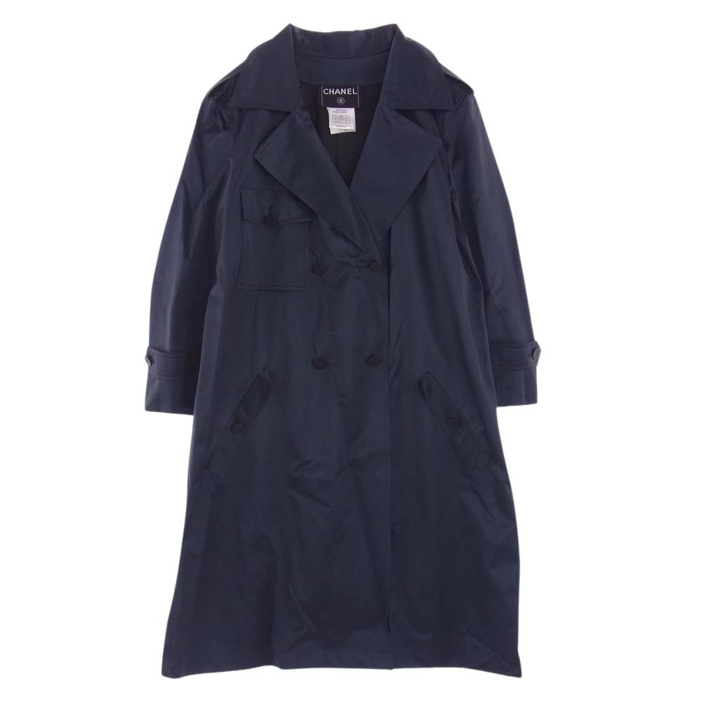 シャネル CHANEL ココマークボタン コットントレンチコート ネイビー シャネル CHANEL ココマークボタン コットントレンチコート ネイビー