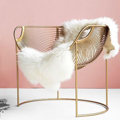 ファーブランケット付きゴールドメッシュの多目的チェア 椅子 リビングルーム おしゃれ かわいい レジャー リラックス バルコニー ビジネス用