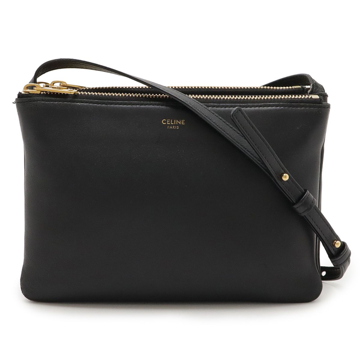 【美品】CÉLINE トリオ スモール ブラック CELINE セリーヌ トリオ スモール ショルダーバッグ ショルダー